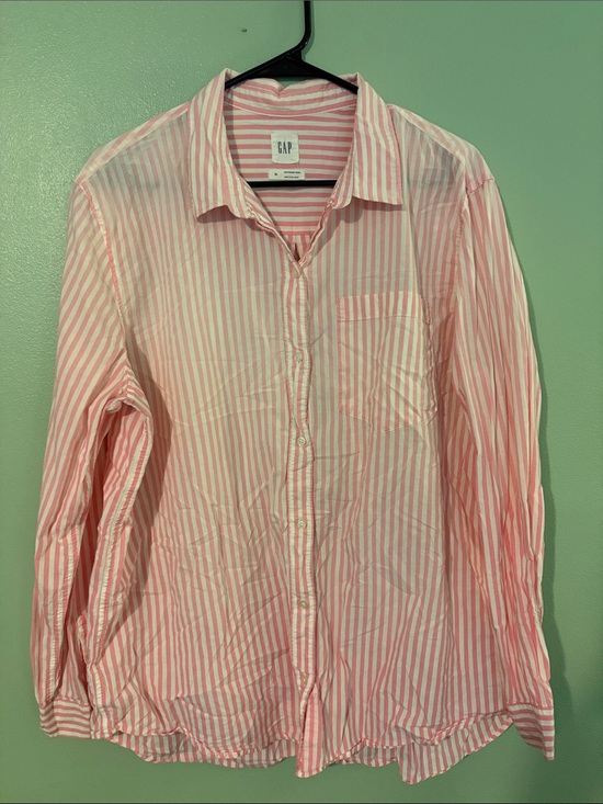 GAP Tops - GAP Pink and White Striped Button-Down Shirt